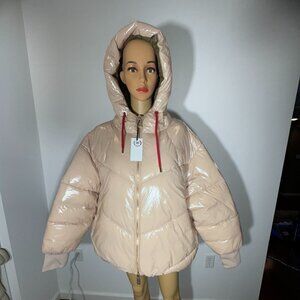NWT Women's Noize Outerwear Puffer Pale Mauve Hooded Zipper Parka - XXL